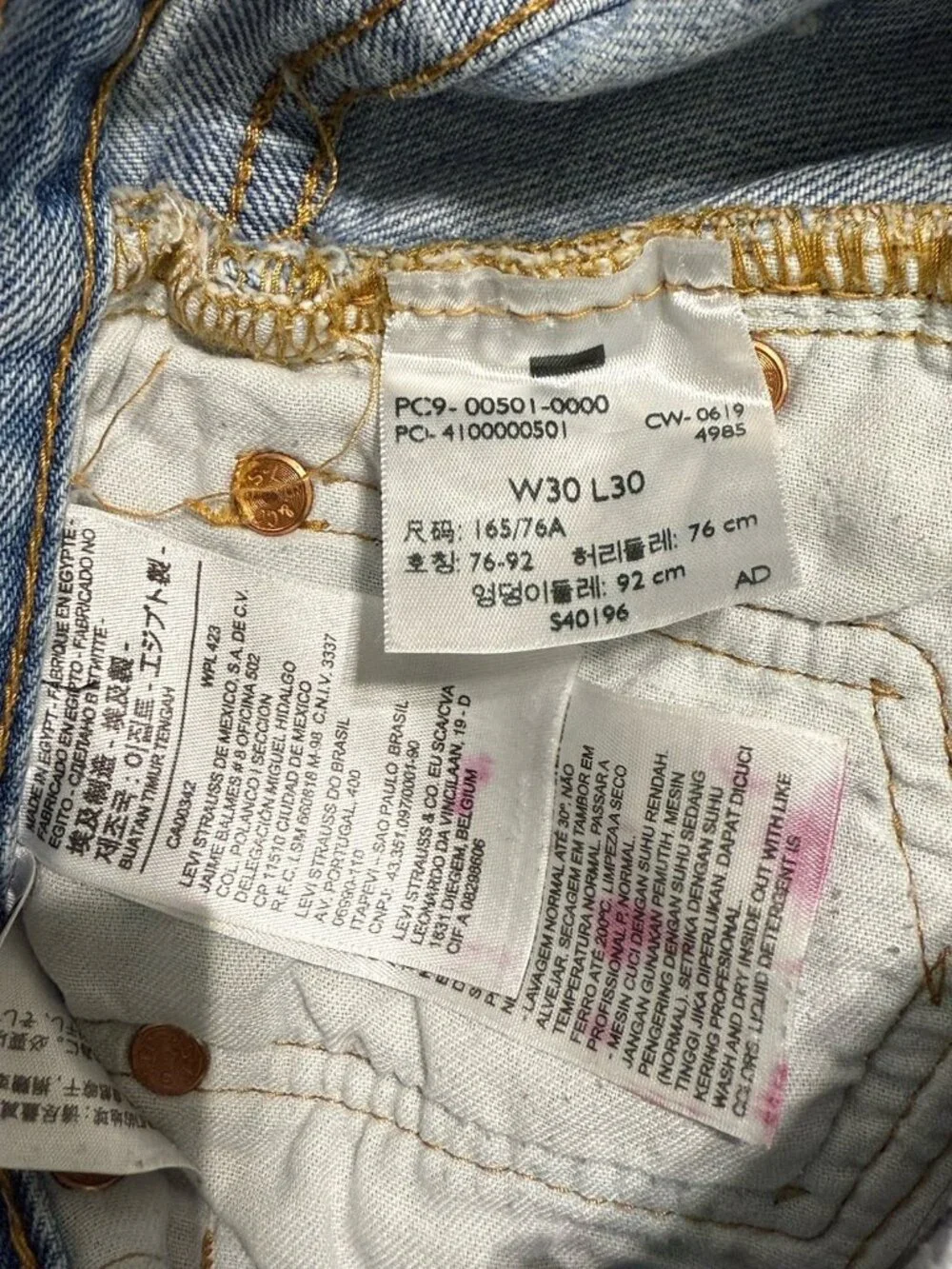 Levis Jeans Mens 30x30 Blue 501 Button Fly Regular Straight American Denim Pants